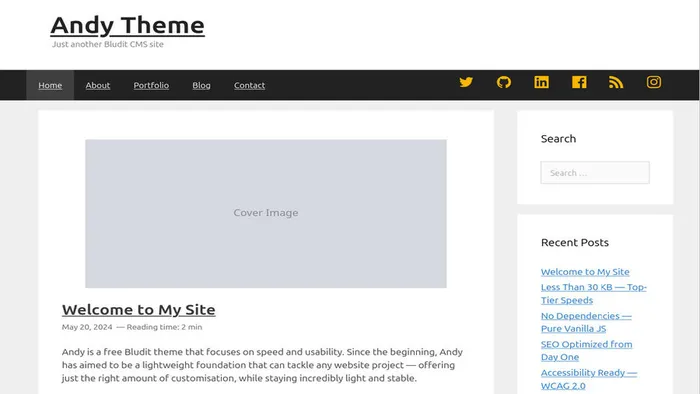 Andy Bludit theme preview